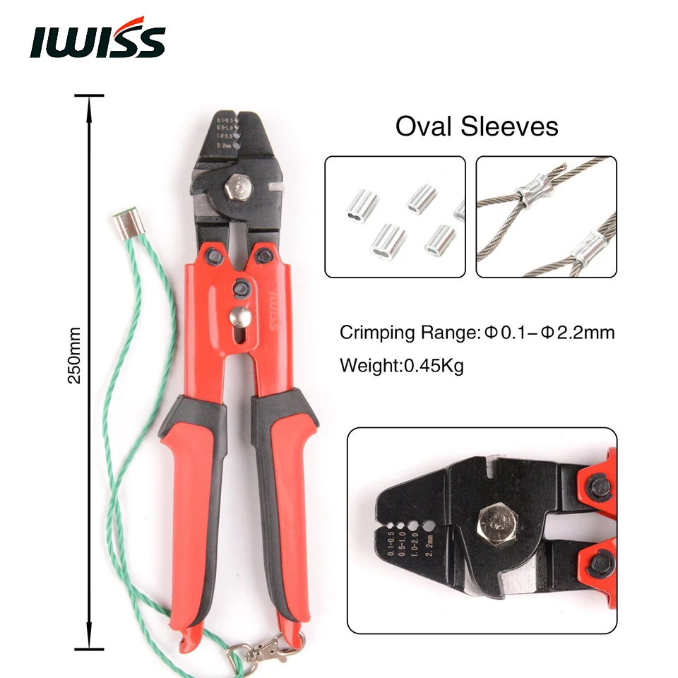 IWISS WXS 250R Wire Rope Crimping Tool with Cutting Function and Safety