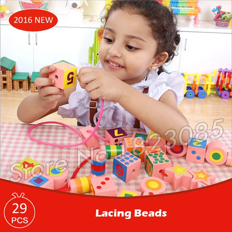 29pcs Lacing Beads Model Building Blocks Action Learning Bricks Baby Toys 2016 Boys Girls Gift baby-building-blocks