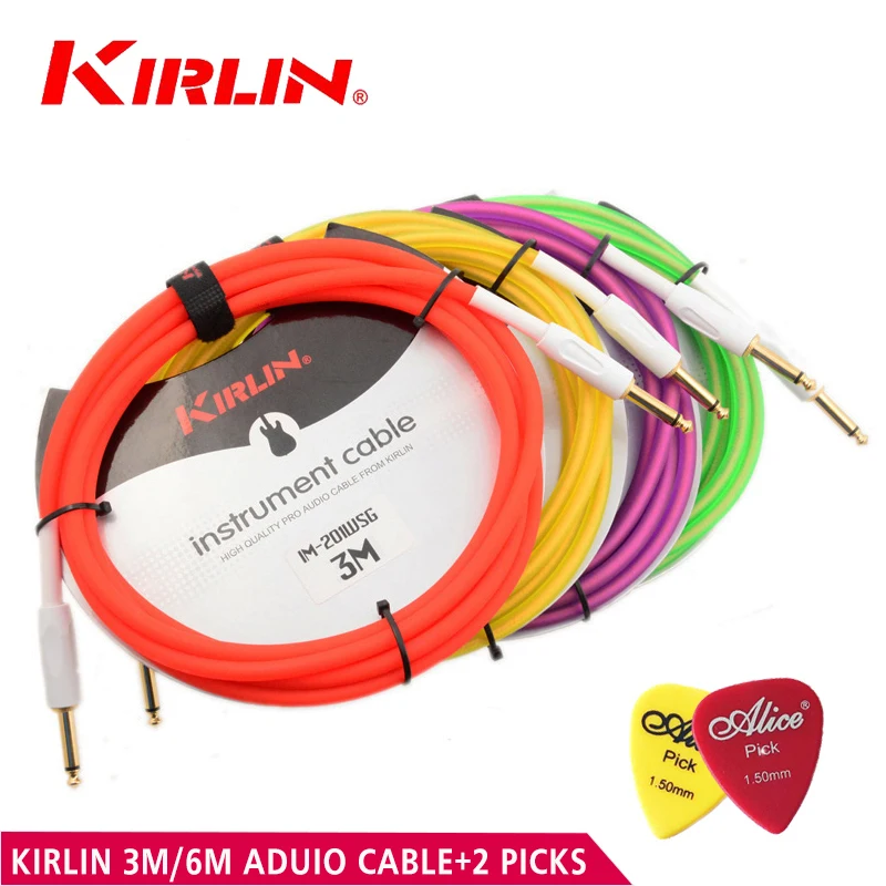 Kirlin полупрозрачная Гитары/басовый кабель 3 м/6 м прямой Премиум инструментальный кабель ПВХ куртка [анти помех]