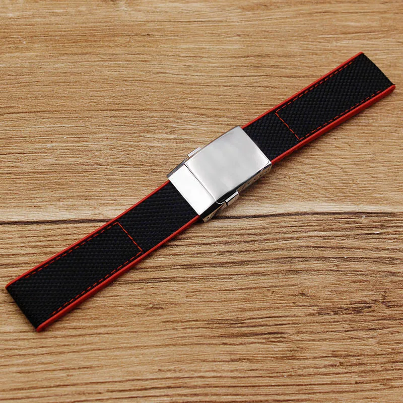 Black red line Аксессуары для часов, применимые для Breitling, Мстители, супер морская серия, нейлоновый холщовый ремешок, Мужской Женский резиновый ремешок, 22 мм - Цвет ремешка: Black red line