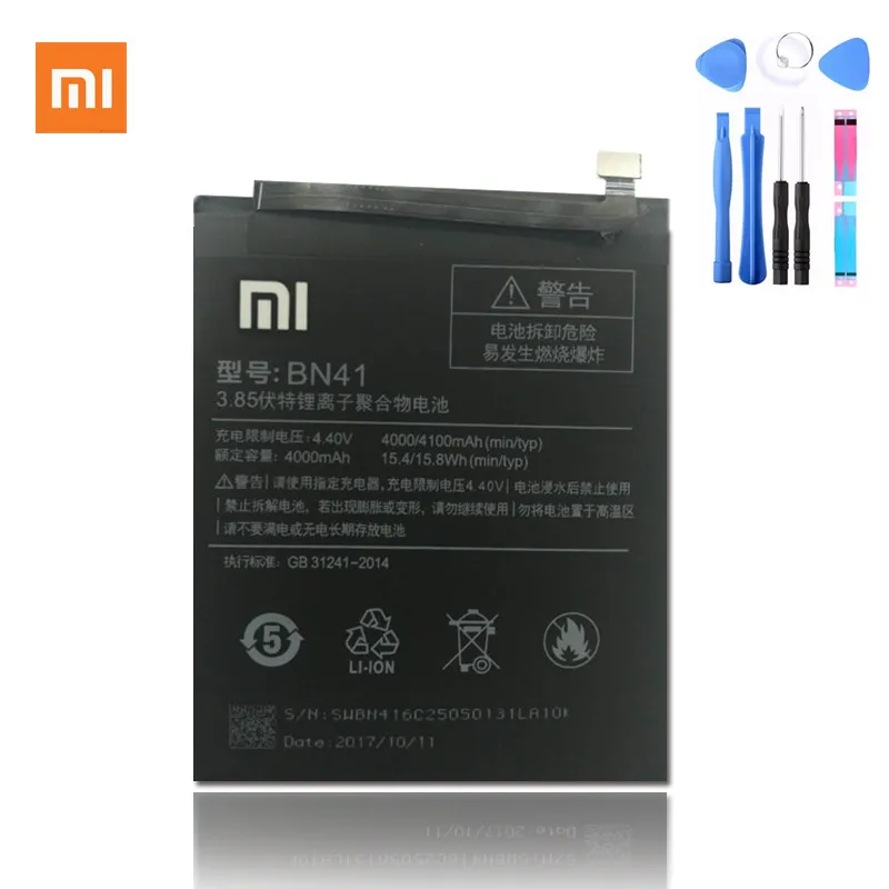 

For xiaomi Redmi Note 4 Hongmi Note4 Pro Note 4X High-end Version MTK Helio X20 4100mAh Original Replacement BN41 Battery