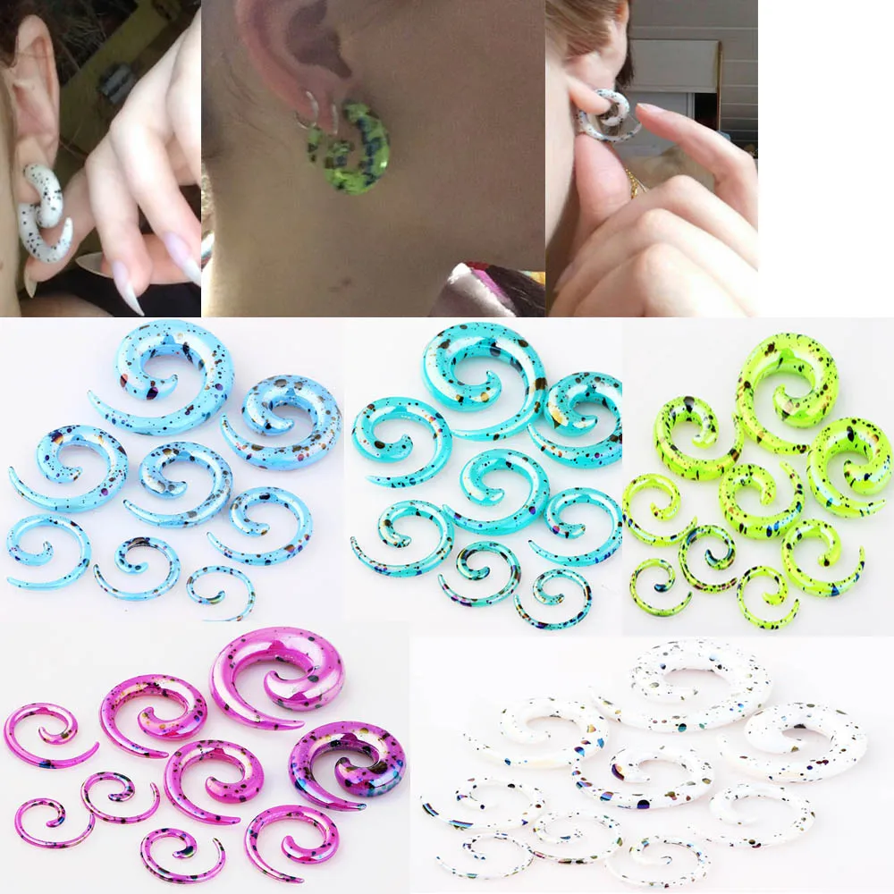 14pcs 12G-00G Uv Acrylic Spiral Snail Plug Ear Stretching Kit