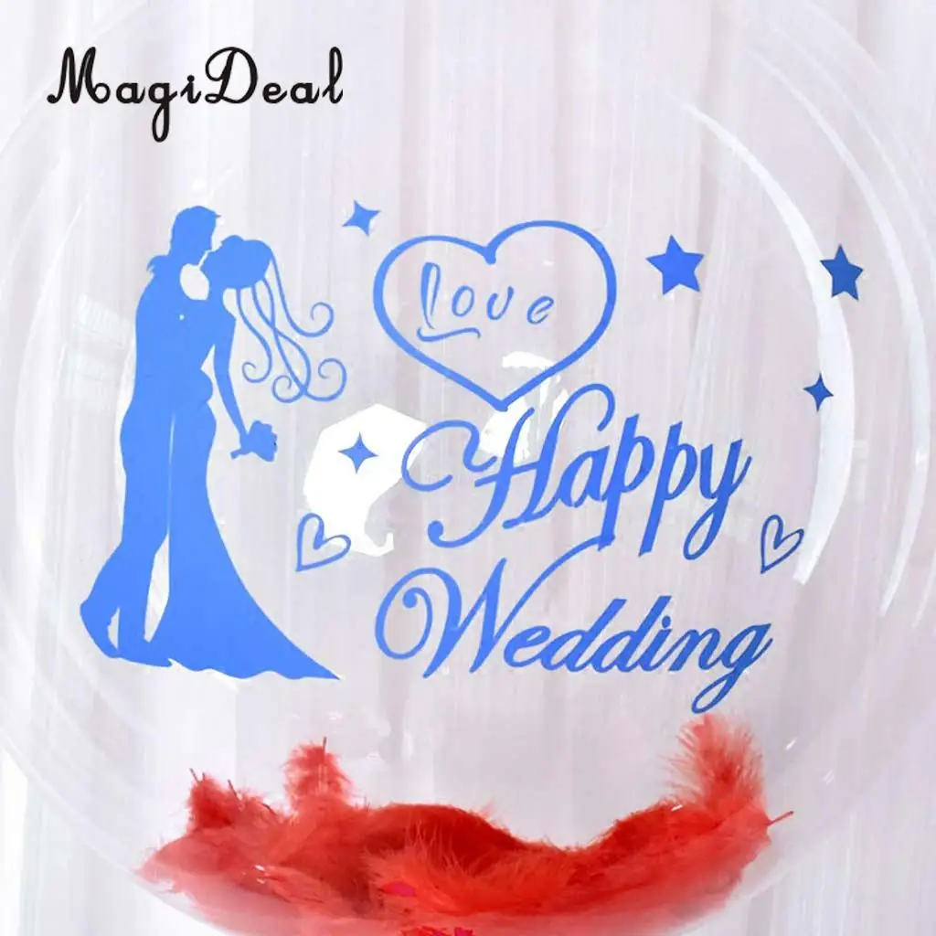 Romantic Happy Wedding Stickers Decal Jumbo Clear Bobo Balloons DIY Decorations
