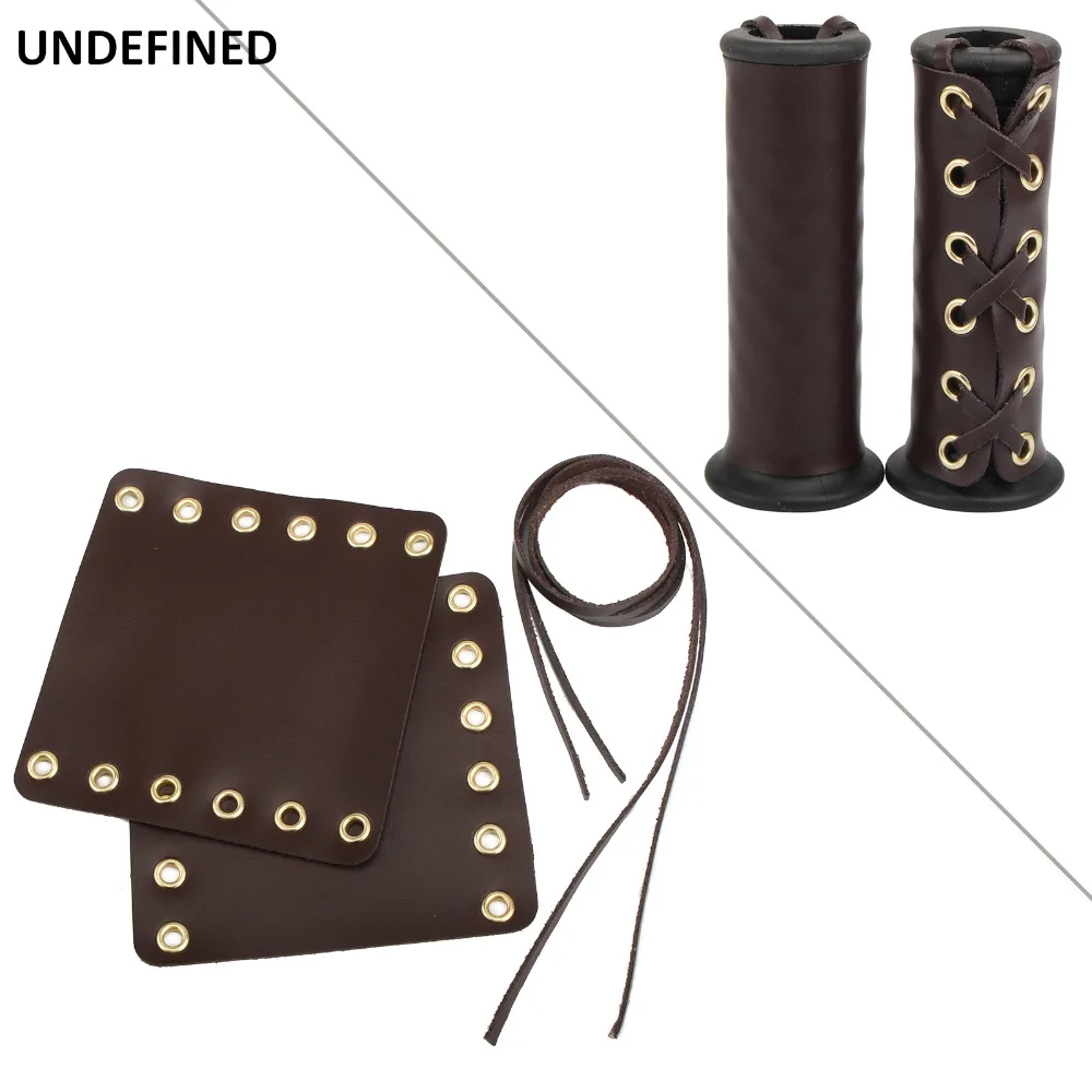 

Motorcycle Grips Heavy Duty Leather Hand Grip Throttle Covers Wraps for Honda Suzuki Yamaha Cafe Racer 22mm Handlebar Universal