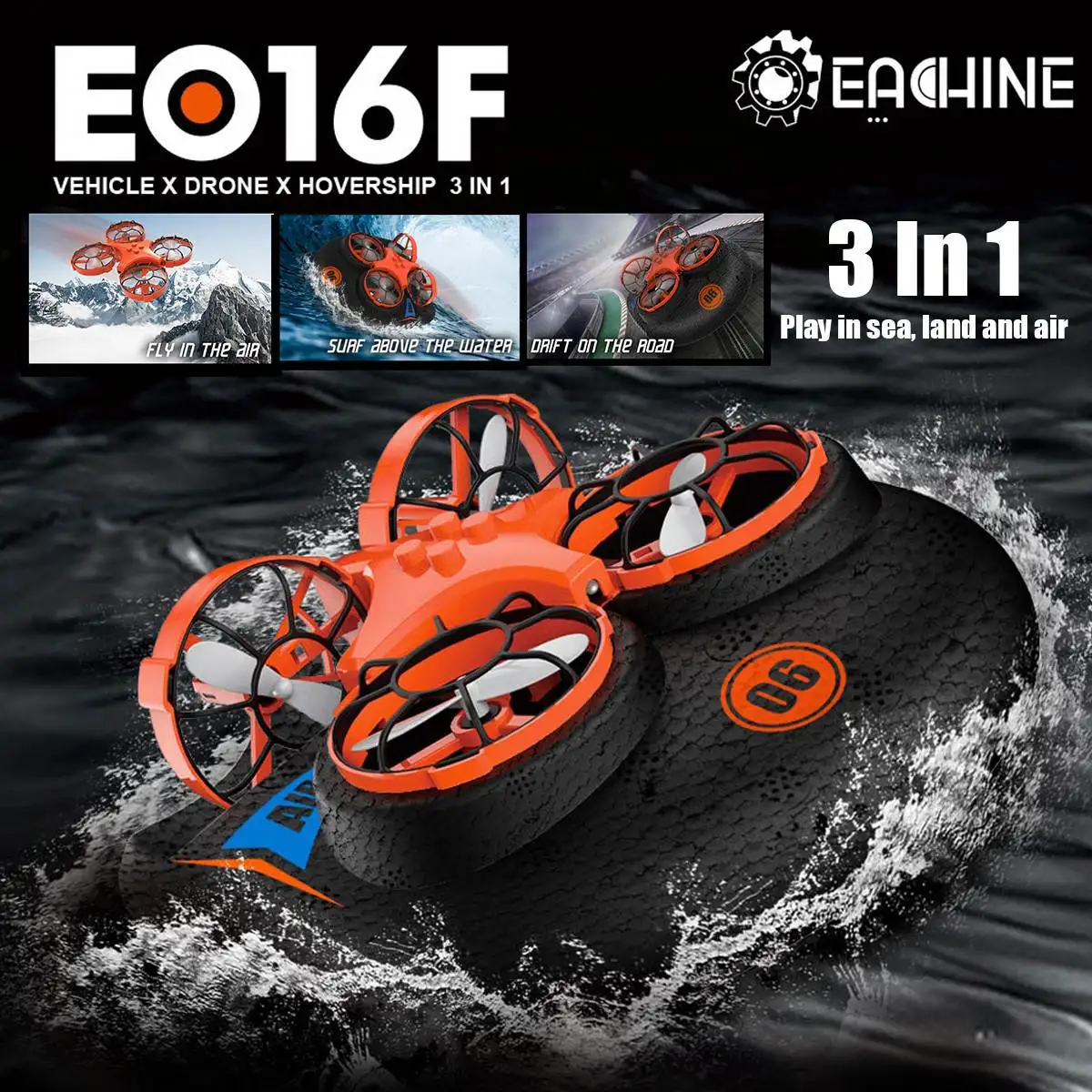 Eachine E016F 3-в-1 ЕНП Летающий воздушный лодка Land режим вождения Съемный один ключ возврата RC Quadcopter RTF Дрон вертолет игрушки для детей