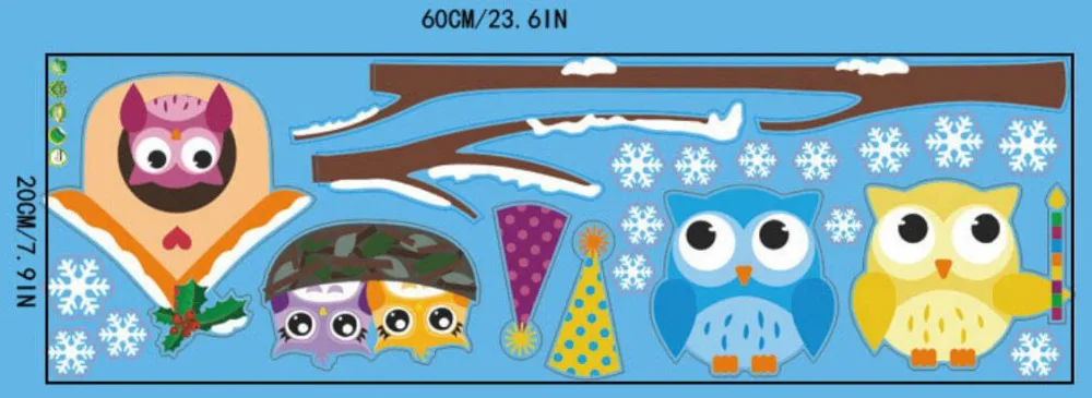 Wholesale Cute owl wall sticker Self-adhesive Removable Christmas stickers Wholesale Cute owl wall sticker Self-adhesive Removable Christmas stickers