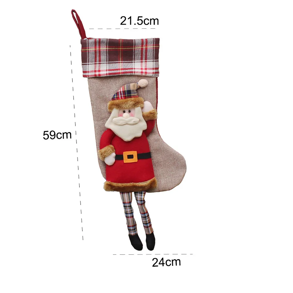 Navidad рождественские чулки Подарочный мешок для конфет Рождество подарки дерево орнамент чулок Санта Клаус Снеговик носок Декор Санта