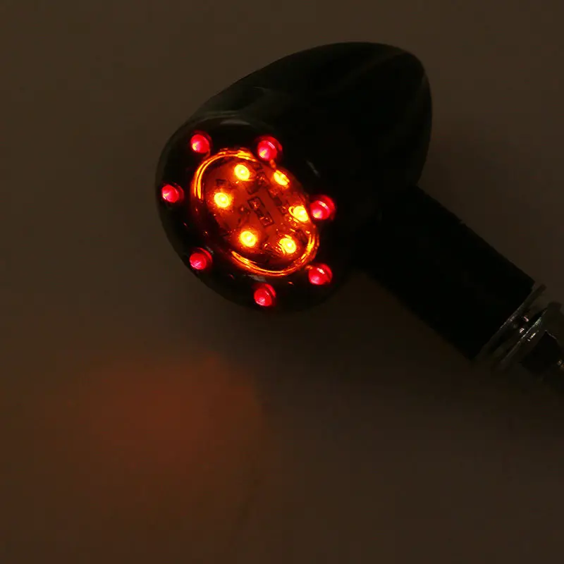 JX-LCLYL 1Pair Red+Amber Motorcycle Bullet LED Turn Signal Indicator Light for Harley
