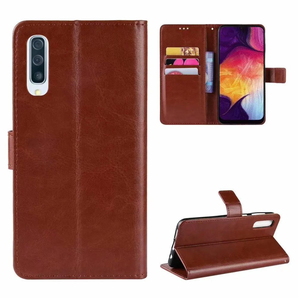 

30pcs/lot For Galaxy A50 A70 A40 A30 A10 Wallet Case Credit Card Slot Crazy Horse Leather Case For Samsung Galaxy M30 M20 M10