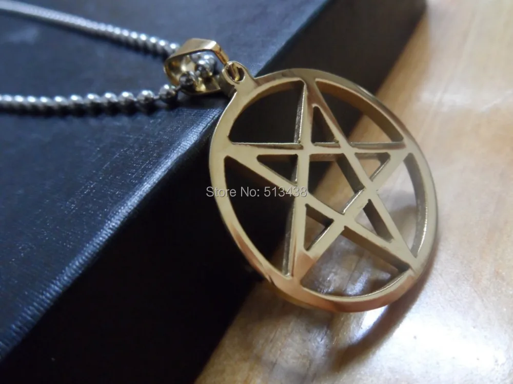 

Stainless Steel Gold pentagram satanic symbol of protection Pendant Necklace