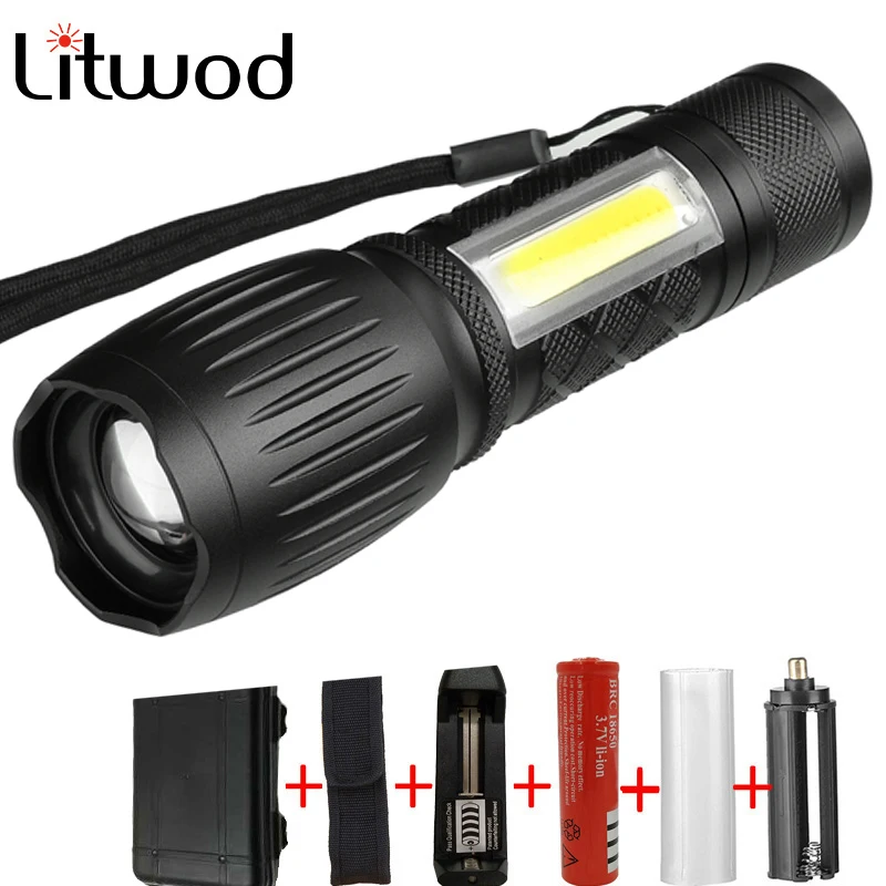 

Litwod Z20104 LED Flashlight XML T6 COB Torch 6 Modes Zoomable 5000LM Magnet tail cap.For emergency biking camping fishing.