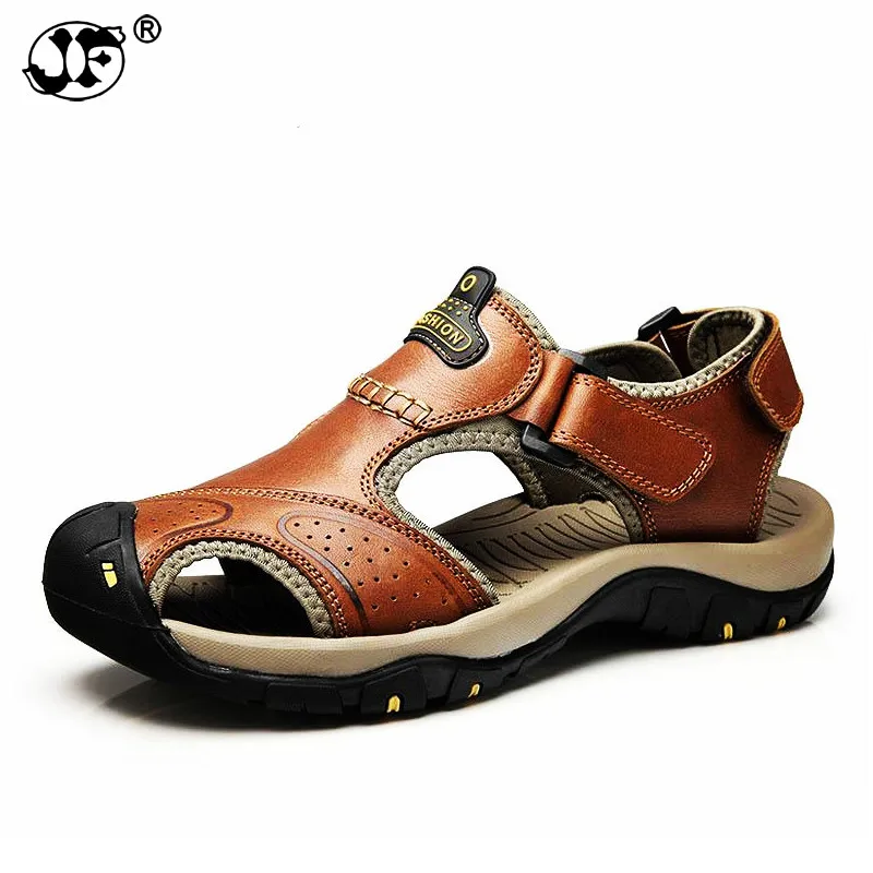 

Brand Summer Genuine Leather Sandals Men Casual Shoes sneakers Outdoor Beach Shoes Native Male Rubber Sole Sandals Sport