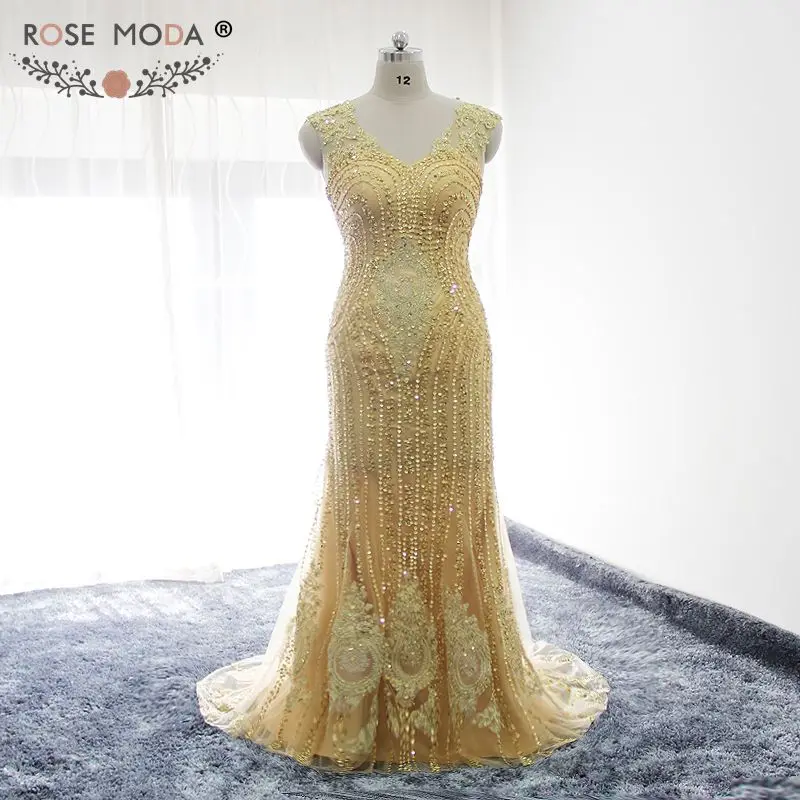 heavily beaded evening gown