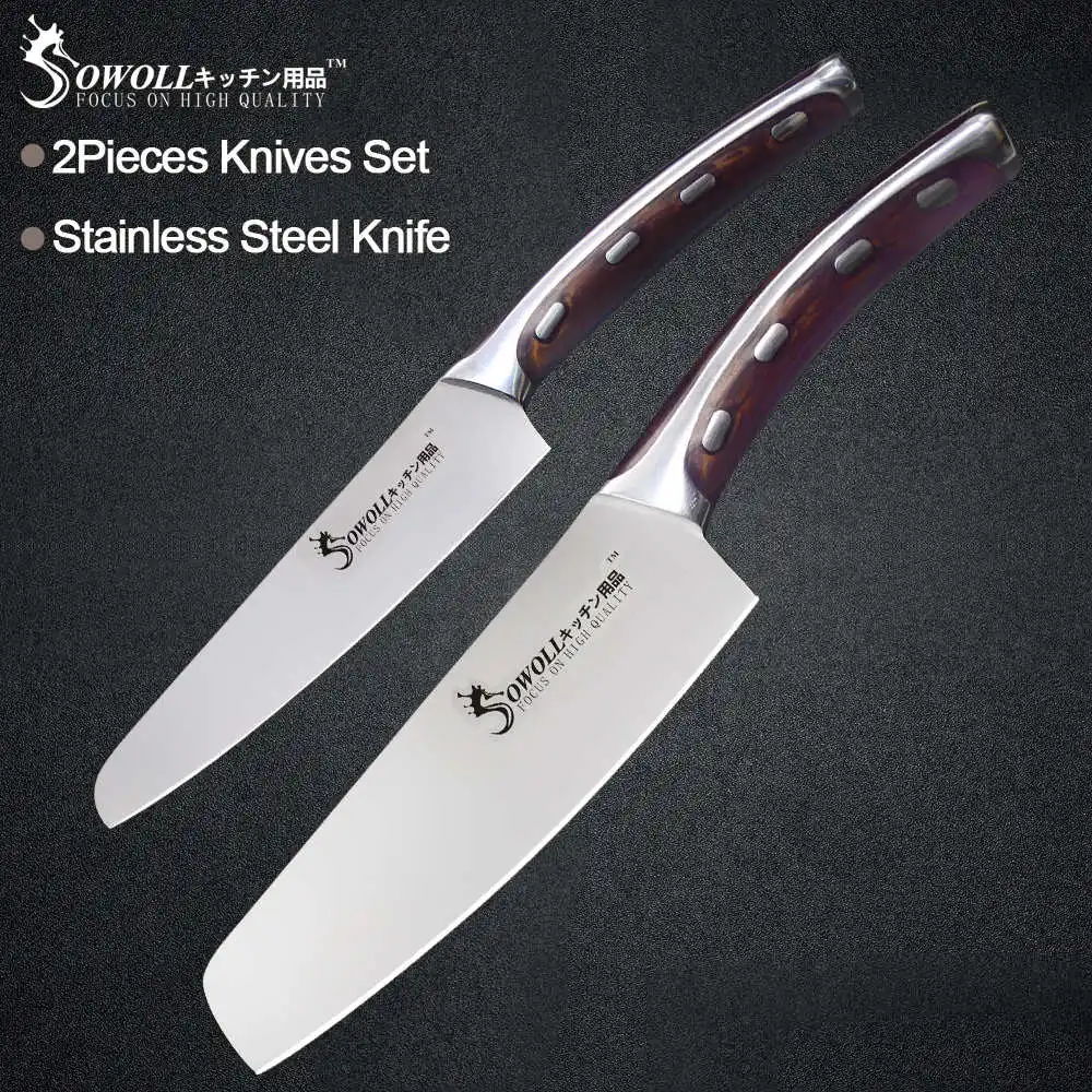 Sowoll, нож из нержавеющей стали, бесшовная сварочная смола, ручка из волокна, высокоуглеродное лезвие, нож для шеф-повара, инструменты для приготовления пищи - Цвет: E.5 6 inch knife
