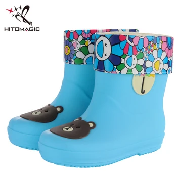 

HITOMAGIC Children Boots Girls Shoes Kids Rain Boots For Boys Rubber Felt In The Rain Waterproof Warm 2018 Pink Brand Footwear