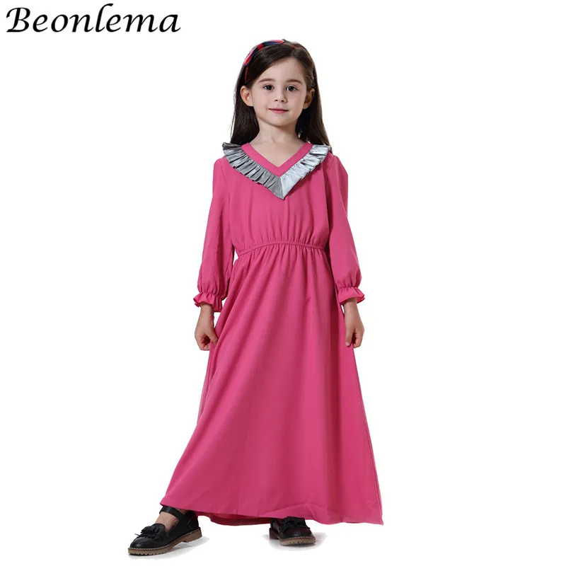 Beonlema арабский детей мусульманское платье пакистанских Кафтан vestido для девочек