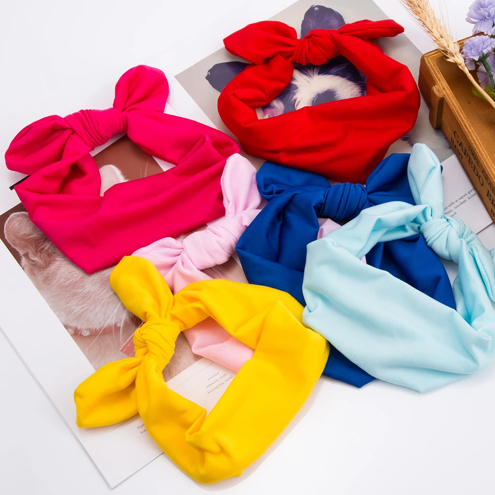 

Cute Ear Elastic Headband for Woman Headwear Girls Makeup Face Washing Knot Bandage Hairband Turban Bandana Hair Accessories