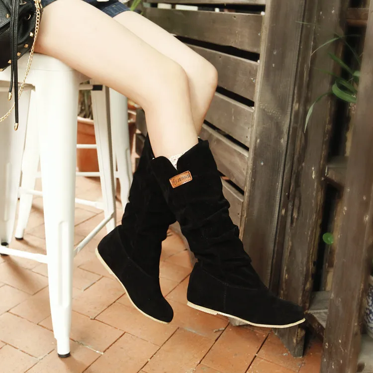 Большие размеры 34-46; осенне-зимние стильные женские сапоги до середины икры; botas mujer chaussure femme; Повседневная обувь; TD-662