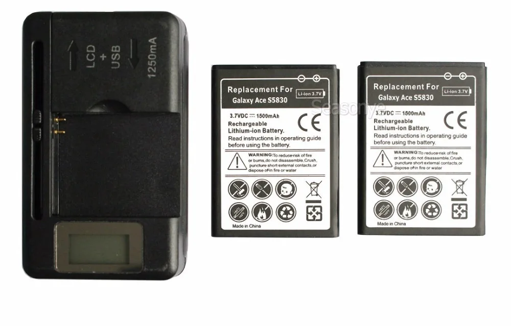 

Seasonye 2x 1500mAh EB494358VU Replacement Battery + LCD Charger For Samsung Galaxy Ace S5830 S5660 S5670 S7510 i619 S5838