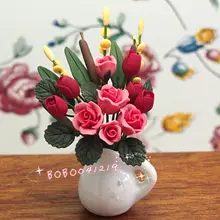 Кукольный домик миниатюра 1:12 игрушка Гостиная туфли ручной работы с цветочным принтом высотой 6 см P054