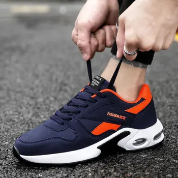 

Men sport tennis shoes 2019 fashion comfortable men casual shoes mixed color lace-up sneakers air cushion shoes men footwear