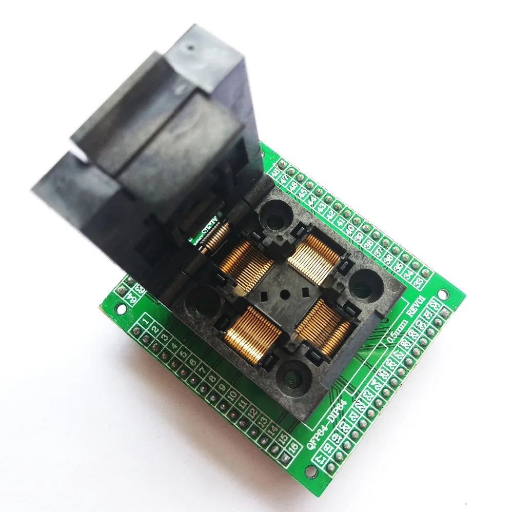 Адаптер гнезда TQFP64 LQFP64 QFP64 IC чип тестовое сиденье для горения STM32 0 5 м программатор