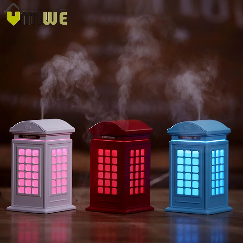 

USB Telephone Booth Air Humidifier Aroma Diffuser Lamp Night Lights Humidifier Mini Humidifier for Home, Office, Christmas Gift