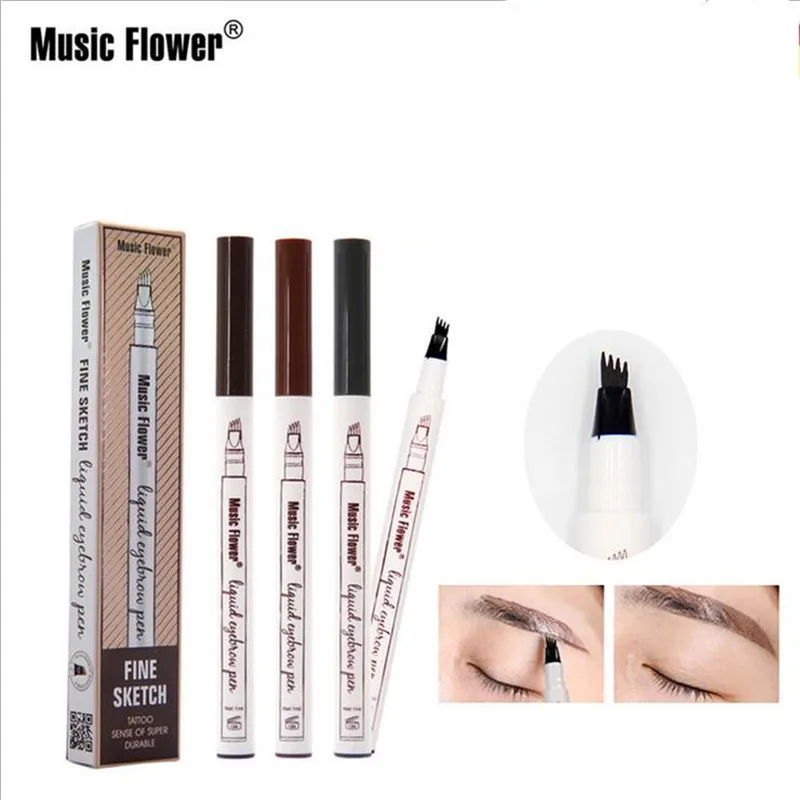 Fexport New Eyebrow Pencil Waterproof Fork Tip Tattoo Pen 4 Head Fine Sketch Liquid Enhancer Dye Tint | Красота и здоровье