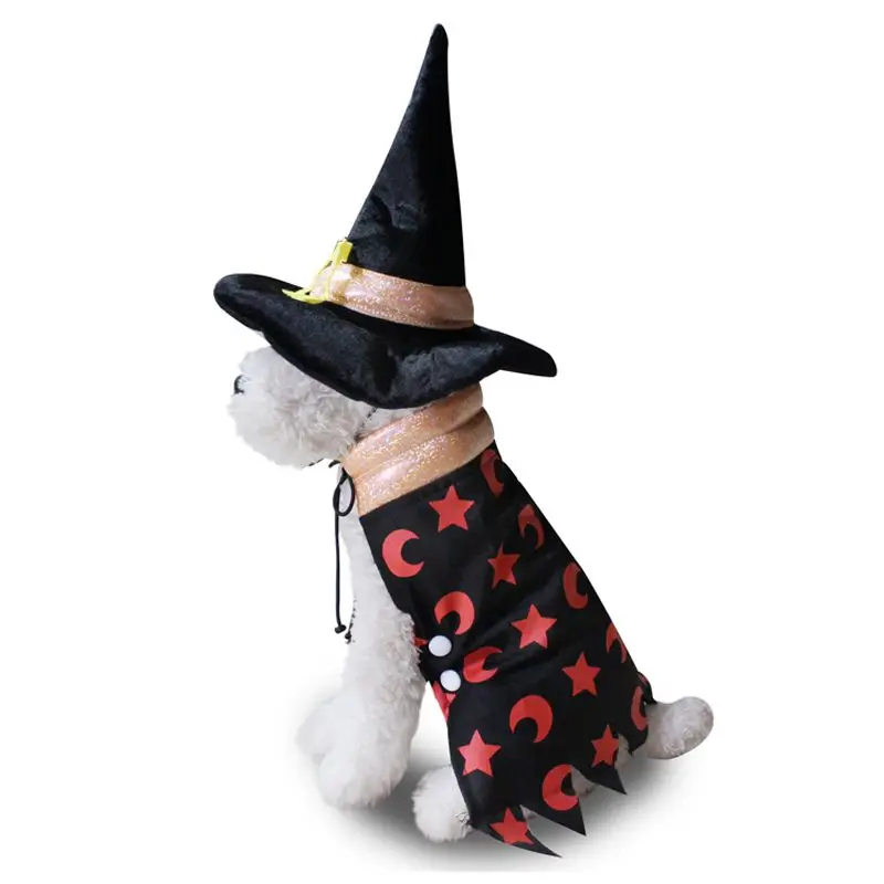 Хэллоуин Pet Puppy милый ведьма косплэй костюм для праздника забавные Одежда для собак наборы ухода за кожей наряд стоя костюм со шляпой Щенок Одежда