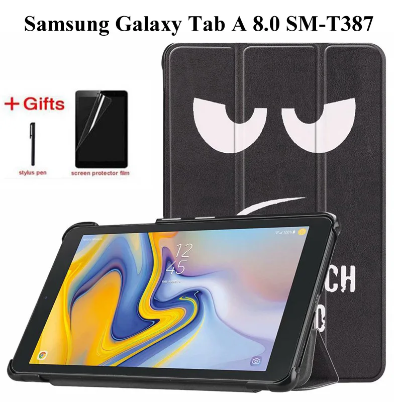 Из искусственной кожи чехол для samsung Galaxy Tab 8,0 SM-T387 Высокое качество раза противоударный чехол для samsung Tab 8,0 корпус+ пленка+ ручка