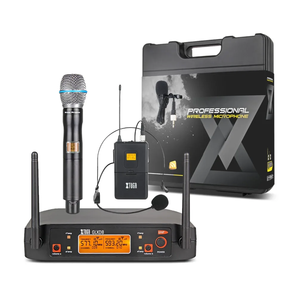 XTUGA GLXD8 портативный UHF микрофон системы с Чехол 1Boydpack1Handheld MIC BOX беспроводной для сцены церкви свадьбы