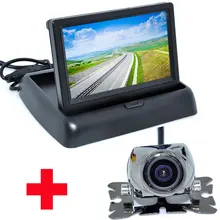 4.3 “de Vídeo en Color LCD Monitor Del Coche Plegable Auto Ayuda del Estacionamiento + Universal de Visión Nocturna Cámara Del Coche Del CCD Cámara de Visión Trasera de copia de seguridad