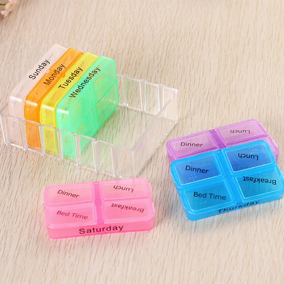

7 Day Tablet Pill Weekly Boxes Medicine Holder Storage Organizer Container Case Medicine Tablet Sorter Drug Box