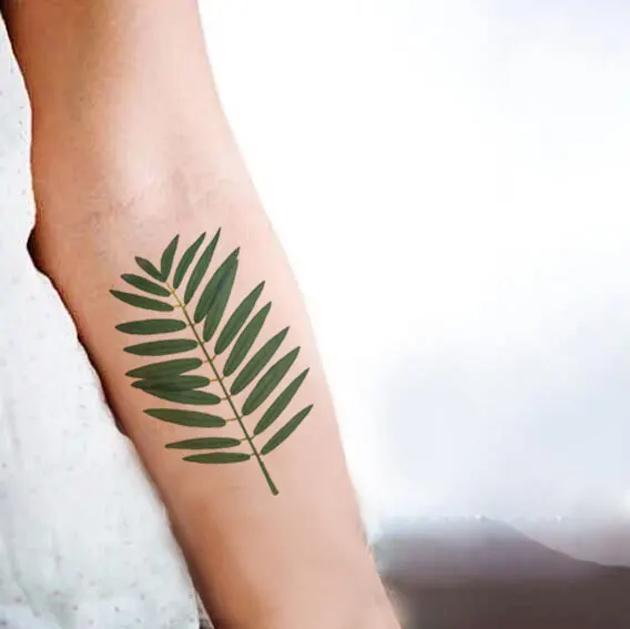 Татуировка в форме листа стикер водонепроницаемый временные фальшивые татуировки растение цветок зеленый Женщины Девушки подростки плечо рука назад инструменты 13,5X7,5 cm - Цвет: SF9001