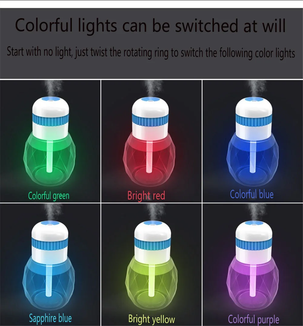 

USB Air Humidifier Ultrasonic Aromatherapy Essential Oil Aroma Diffuser with LED Night Light Mist Purifier atomizer for Home