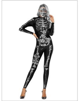 

have gloves Women/girl Horror bloody skull skeleton surper Cosplay Costume Bodysuit Suit Jumpsuits Halloween Christmas suit -31