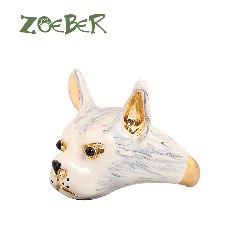 

Zoeber Fashion Animal Ring 3D Enamel Glaze Dog Finger Ring Animal Finger Ring For Young Girl Women Adjustable Ring RJ2106