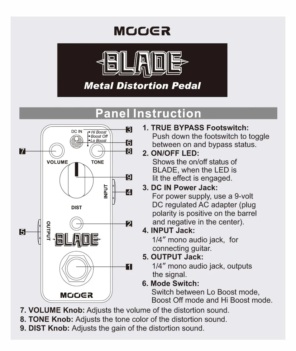 MOOER BLADE металл искажения электрогитары эффекты