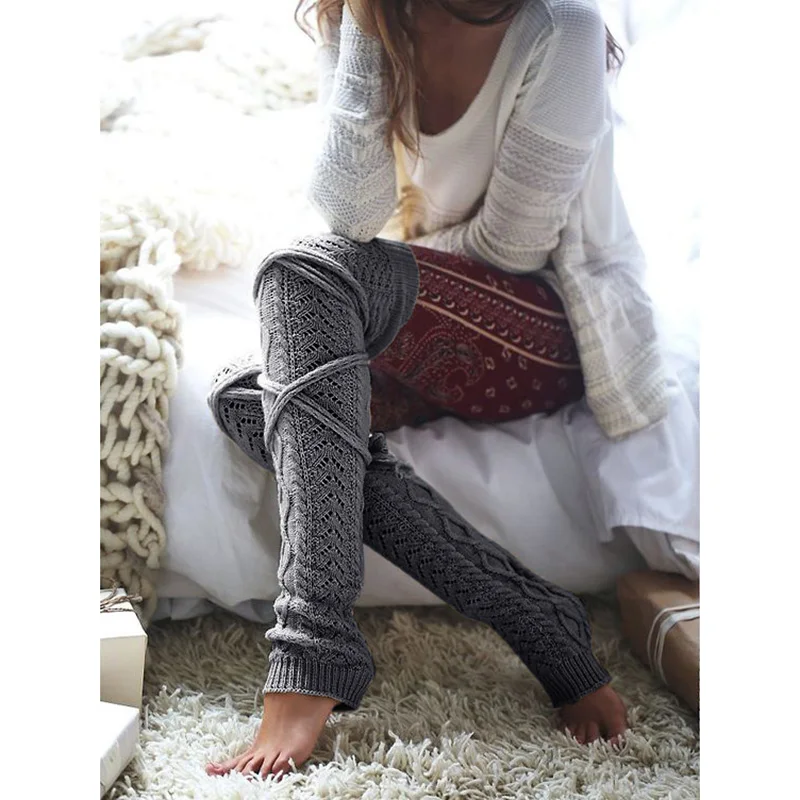 Details about   Women's Ladies Winter Knitted Over The Knee Leg Warmer Thigh High Long Sock ▪