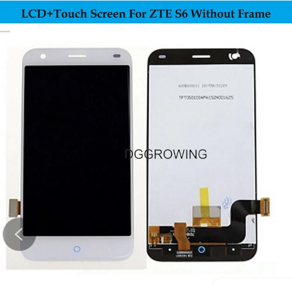 

DG 1PCS/Lot No Dead PixelTested LCD Display+Touch Screen Assembly Replacement Fix For ZTE Blade S6 without frame +Free Shipping