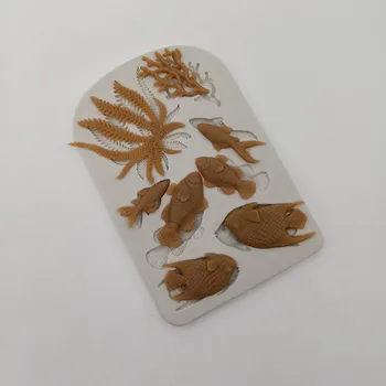 

minsunbak Marine Series Cake Decoration Tools Fish Coral Shape Chocolate Silicone Mold DIY Baking Tool Food Grade Silicone