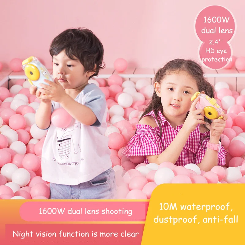 

kids Camera Waterproof IP68 Mini SLR Sport Dual Lens Photography Digital Camera 2.4'' 1600W HD Night Shot Video Camera Kids Gift
