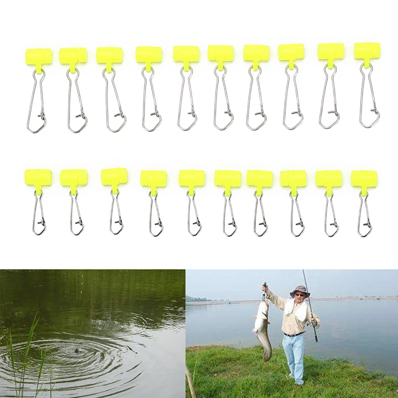 10pcs Fishing Sinker Slip Clip Yellow Plastic Head Swivel With Hooked