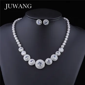 

JUWANG Brand New Jewelry Sets Choker Necklace Stud Earrings Bridal Wedding Accessories Dropship