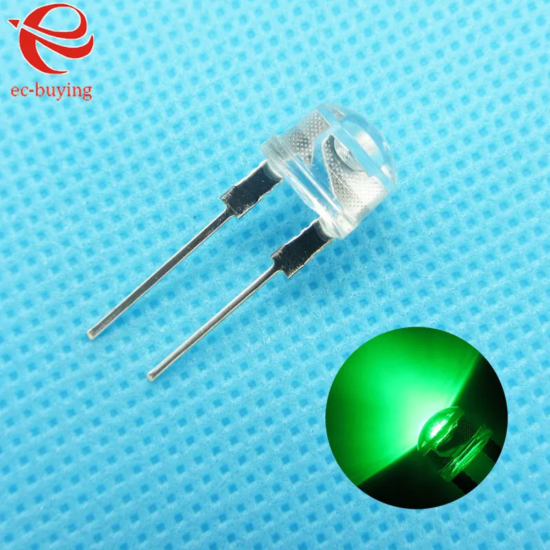

8mm Emerald-Green Straw Hat Light Emitting Diode Ultra Bright LED Lamp Bead Plug-in DIY Kit Practice Wide Angle 8 mm 10 pcs/lot