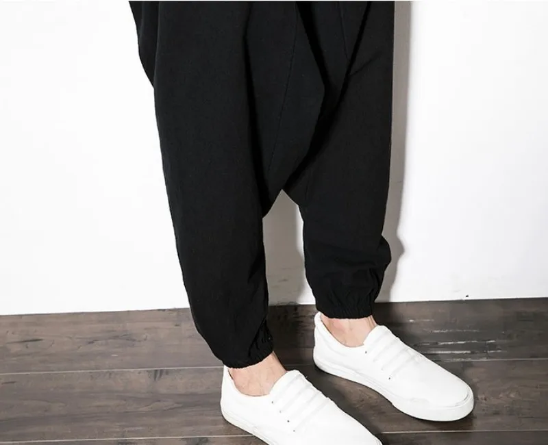 2019 новые свободные брюки мужские винтажные модные большие размеры 5XL хип-хоп шаровары хлопковые льняной эластичный корсаж повседневные