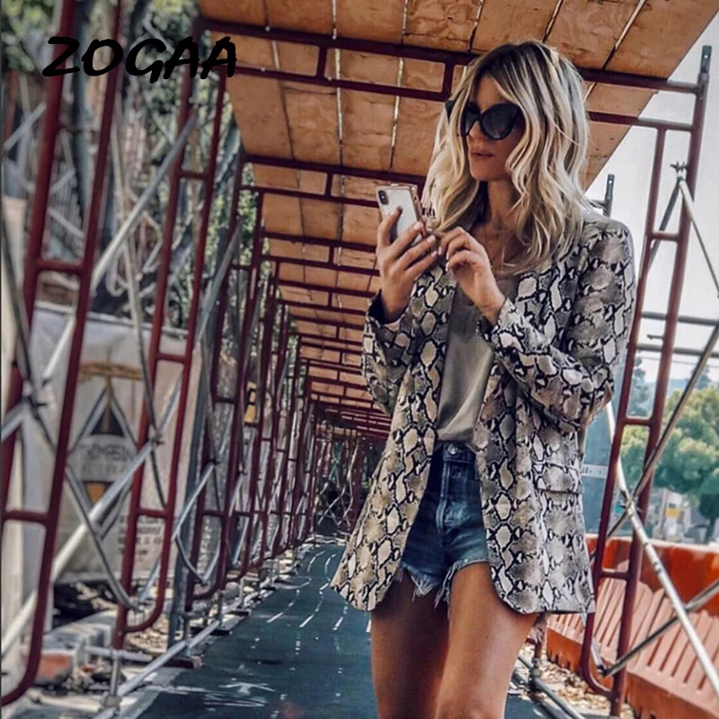 

ZOGAA Fashion Print Leopard Thin Jacket Sexy Snake Print Long Sleeve Coat Elegant Women Open Stitch Outerwear Clothes Streetwear