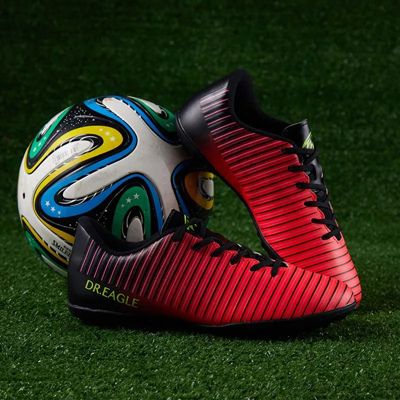 Мужские футбольные бутсы; обувь TF для подростков; тренировочная обувь для футбола; мужские футбольные бутсы; оригинальные Профессиональные бутсы - Цвет: Красный
