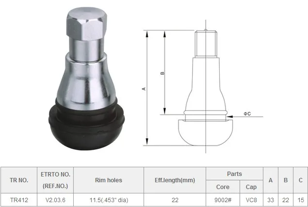 40 шт./лот TR412AC клапаны для мотоциклетных шин хромированная Рупорная Втулка резиновая оснастка бескамерный клапан Стебли обода колеса запчасти аксессуары