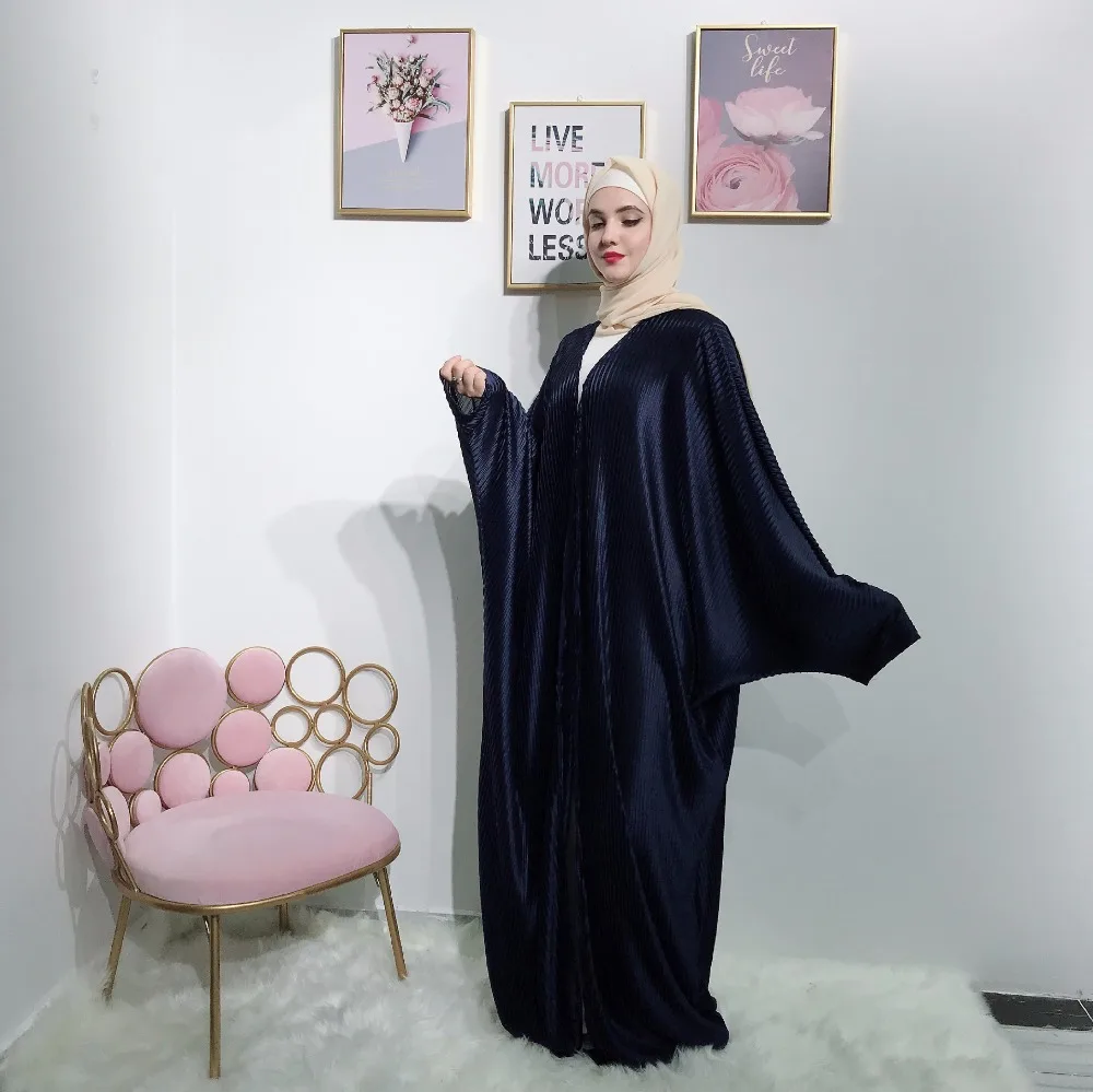 Elegnat мусульманское abaya рукав летучая мышь Макси платье плиссированные длинные халаты кимоно Рамадан Eid Исламская, молитвенная Одежда услуги поклонения